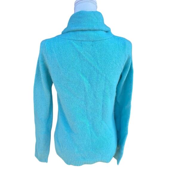 VTG Rafaella Angora Sweater Lambswool S Blue Cowl Neck Y2K 90s Quiet Luxury - Picture 6 of 9